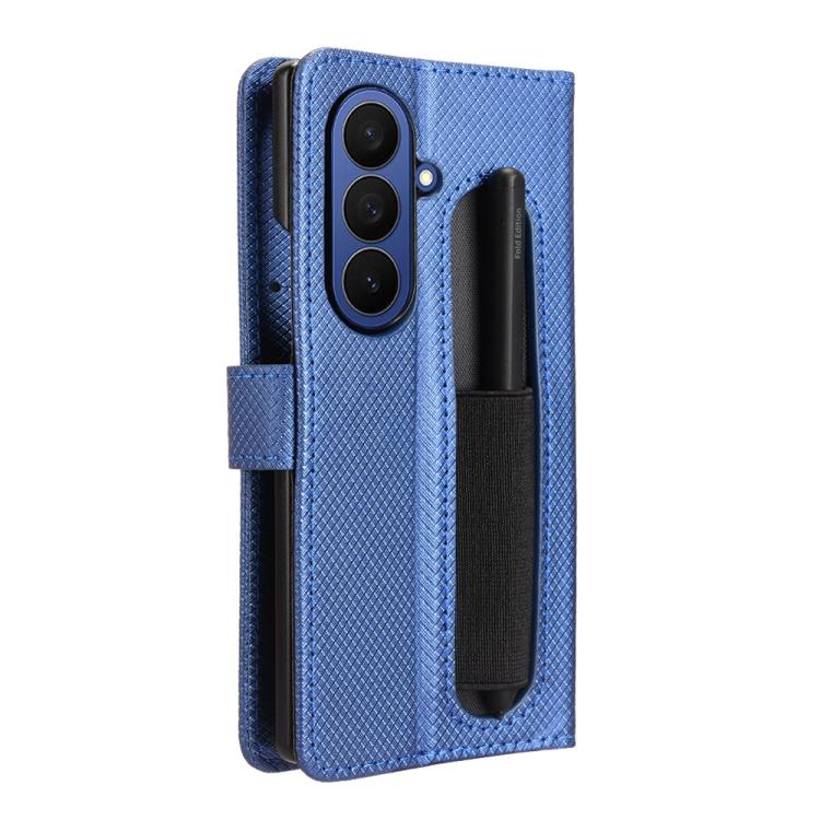 For Samsung Galaxy Z Fold7 with Pen Slot Diamond Texture Leather Phone Case