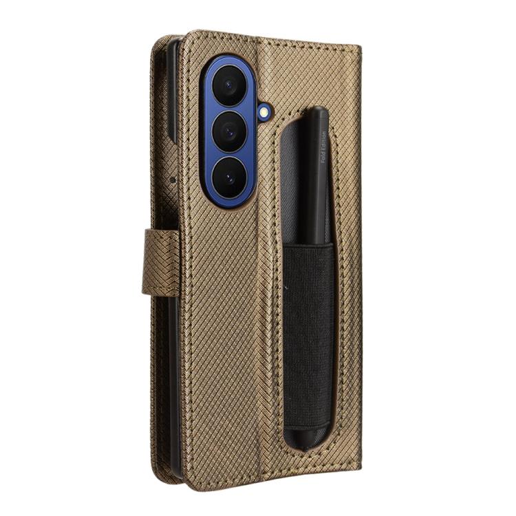 For Samsung Galaxy Z Fold7 with Pen Slot Diamond Texture Leather Phone Case