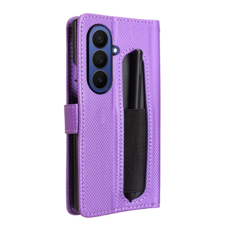 For Samsung Galaxy Z Fold7 with Pen Slot Diamond Texture Leather Phone Case