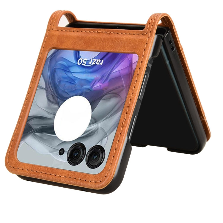 For Motorola Razr 50 Retro Texture Leather Phone Case