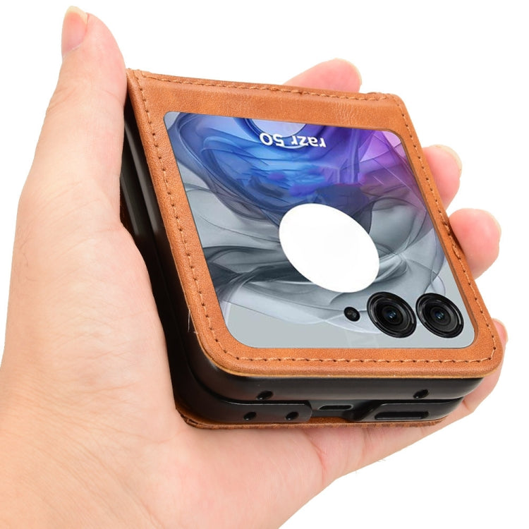 For Motorola Razr 50 Retro Texture Leather Phone Case
