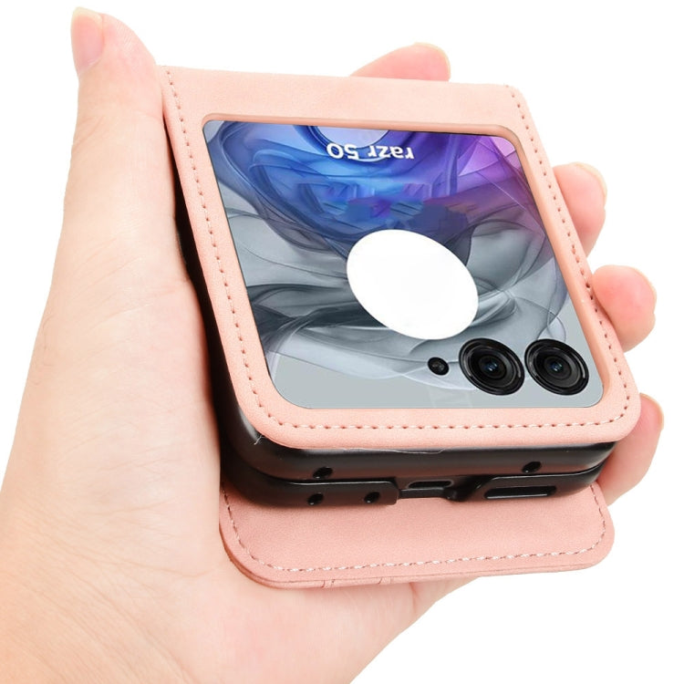 For Motorola Razr 50 Skin Feel Card Slot Leather Phone Case