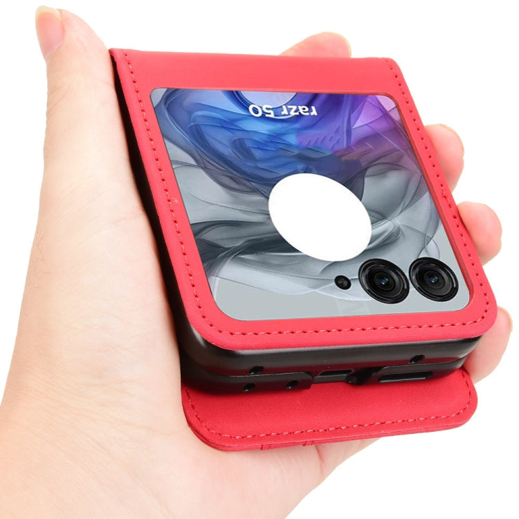 For Motorola Razr 50 Skin Feel Card Slot Leather Phone Case