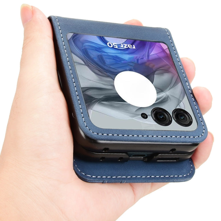 For Motorola Razr 50 Skin Feel Card Slot Leather Phone Case