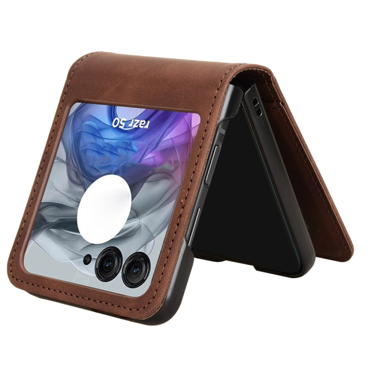 For Motorola Razr 50 Skin Feel Card Slot Leather Phone Case