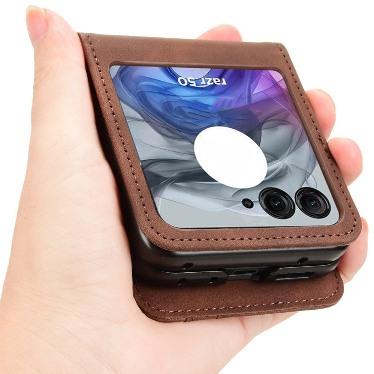 For Motorola Razr 50 Skin Feel Card Slot Leather Phone Case