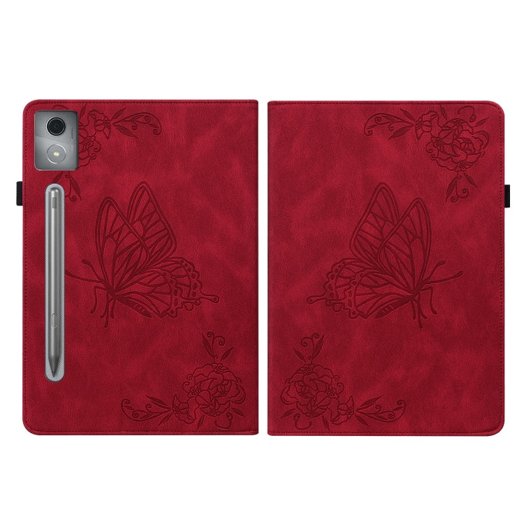 For Lenovo Tab P12 Pro 12.7 2025 Butterfly Flower Embossed Leather Tablet Case