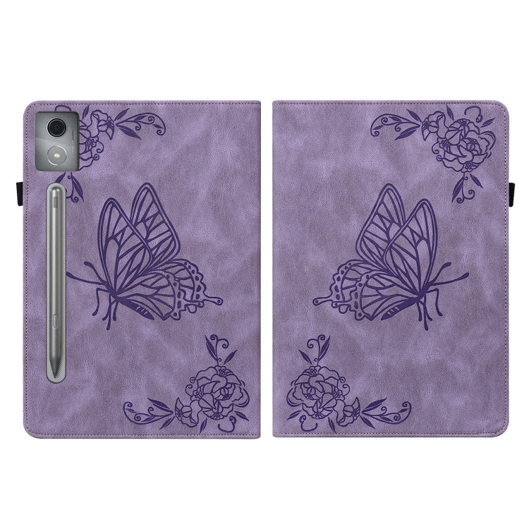 For Lenovo Tab P12 Pro 12.7 2025 Butterfly Flower Embossed Leather Tablet Case