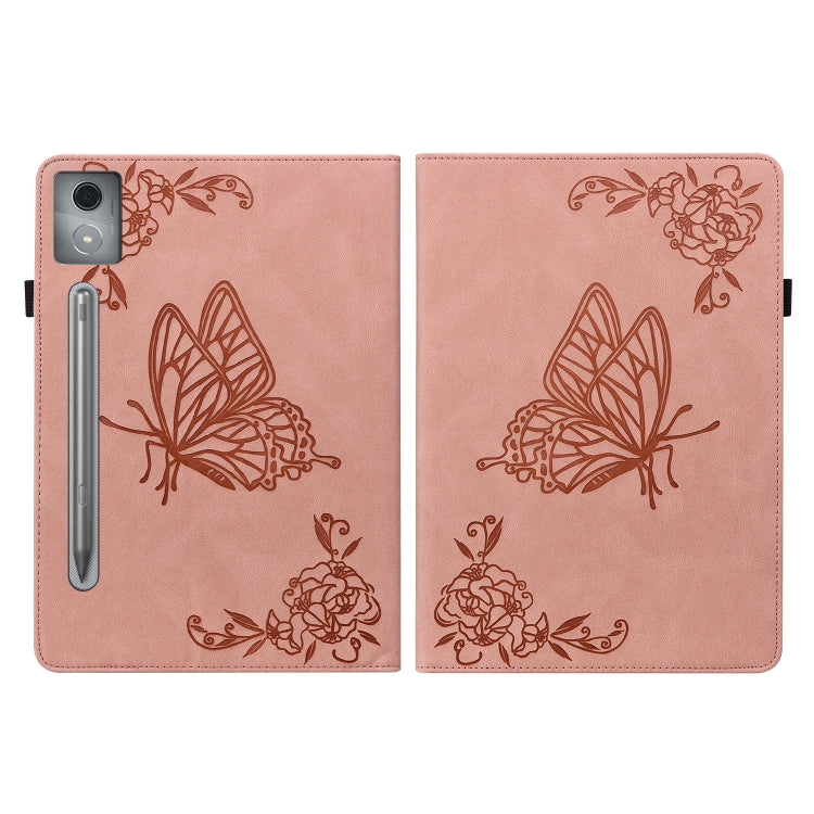 For Lenovo Tab P12 Pro 12.7 2025 Butterfly Flower Embossed Leather Tablet Case