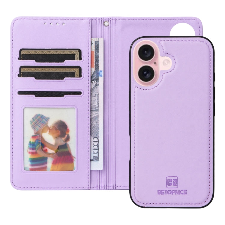 For iPhone 16 BETOPNICE BN-005 2 in 1 Detachable Imitate Genuine Leather Phone Case