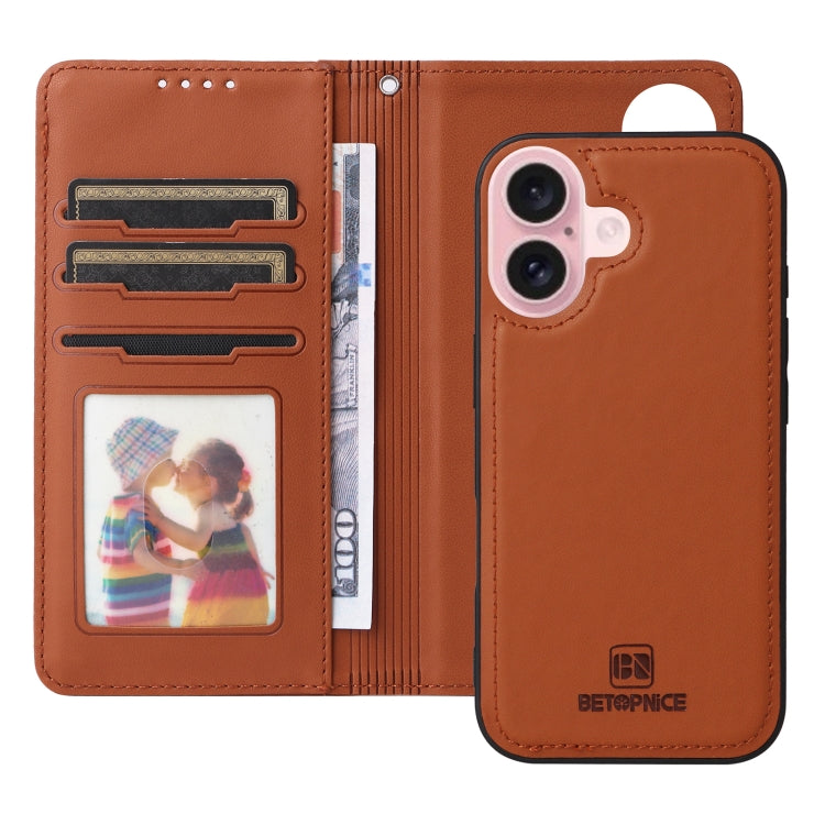 For iPhone 16 BETOPNICE BN-005 2 in 1 Detachable Imitate Genuine Leather Phone Case