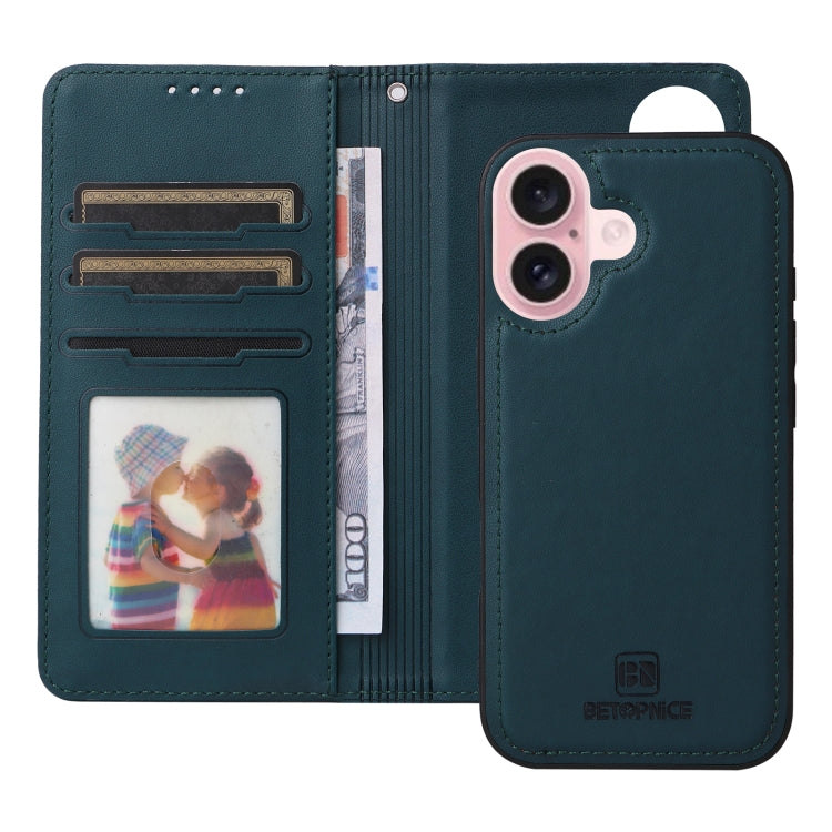 For iPhone 16 Plus BETOPNICE BN-005 2 in 1 Detachable Imitate Genuine Leather Phone Case