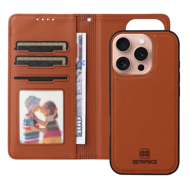 For iPhone 16 Pro BETOPNICE BN-005 2 in 1 Detachable Imitate Genuine Leather Phone Case