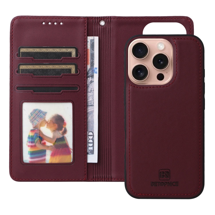 For iPhone 16 Pro Max BETOPNICE BN-005 2 in 1 Detachable Imitate Genuine Leather Phone Case