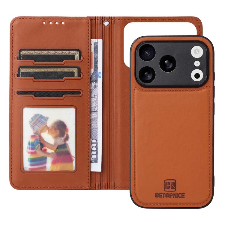For iPhone 17 Pro BETOPNICE BN-005 2 in 1 Detachable Imitate Genuine Leather Phone Case