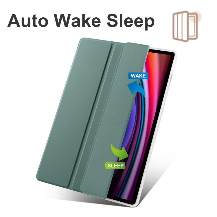 For Samsung Galaxy Tab S10 FE / S9 3-folding Transparent TPU Smart Leather Tablet Case with Pen Slot