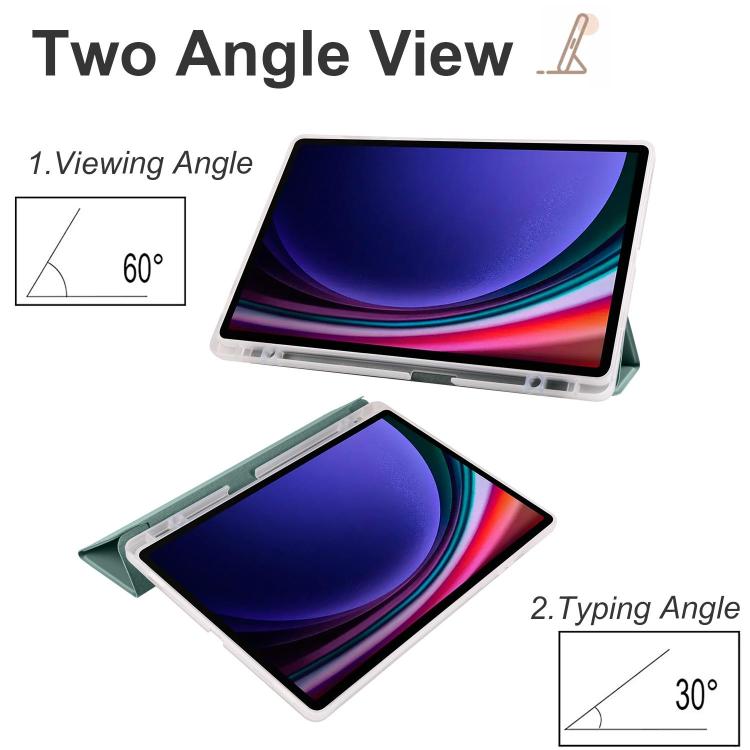 For Samsung Galaxy Tab S11 3-folding Transparent TPU Smart Leather Tablet Case with Pen Slot