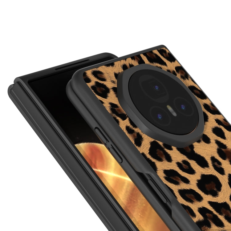 For Honor Magic V3 Black Edge Leopard PU Phone Case