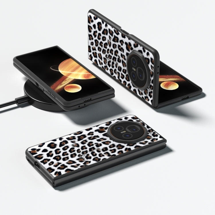 For Honor Magic V3 Black Edge Leopard PU Phone Case