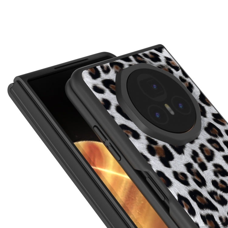 For Honor Magic V3 Black Edge Leopard PU Phone Case
