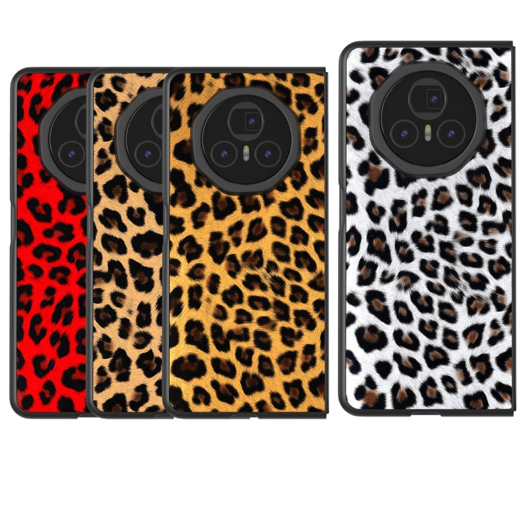 For Honor Magic V3 Black Edge Leopard PU Phone Case