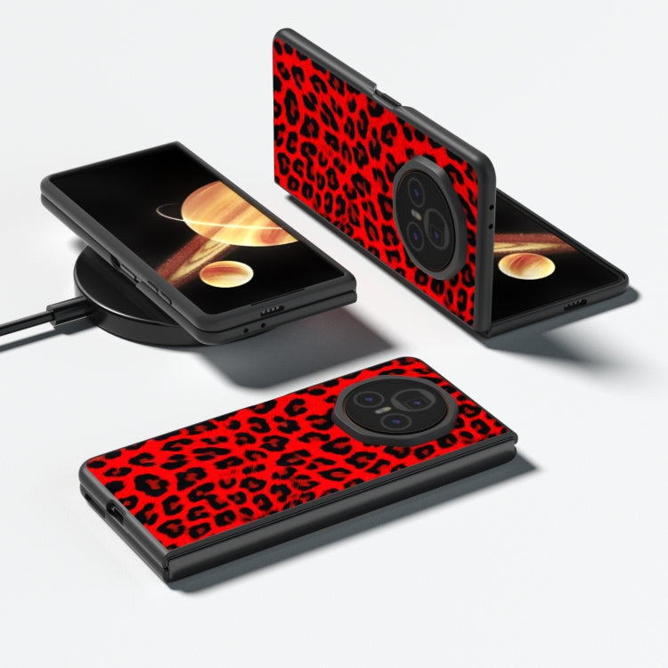 For Honor Magic V3 Black Edge Leopard PU Phone Case