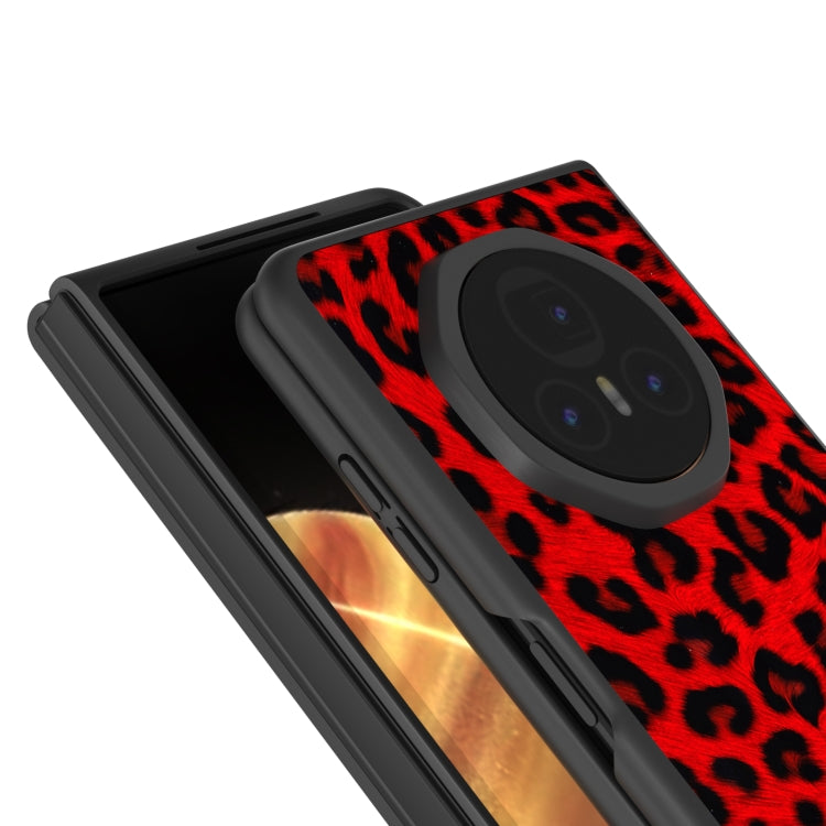 For Honor Magic V3 Black Edge Leopard PU Phone Case