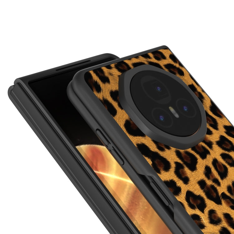 For Honor Magic V3 Black Edge Leopard PU Phone Case