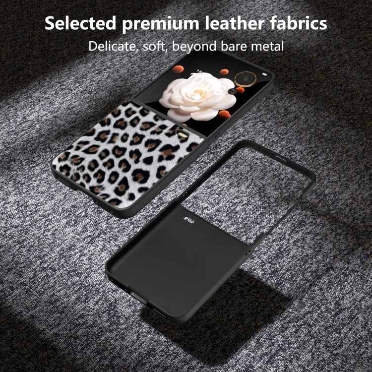 For Honor Magic V Flip Black Edge Leopard PU Phone Case