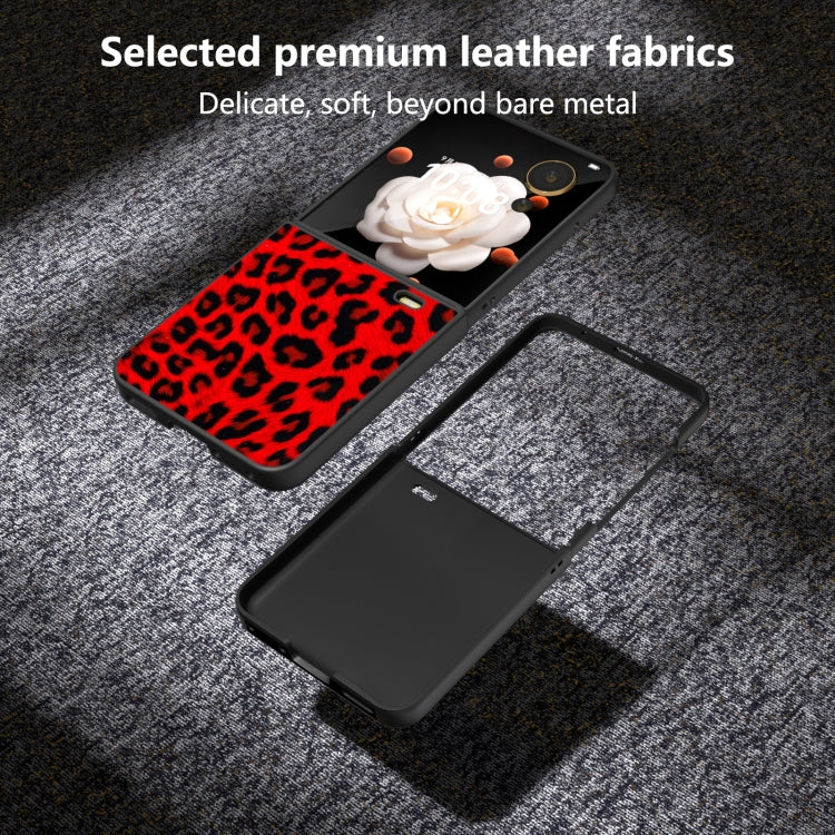 For Honor Magic V Flip Black Edge Leopard PU Phone Case