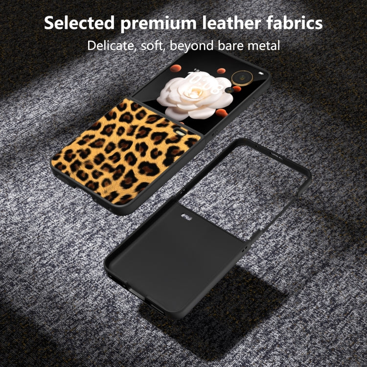 For Honor Magic V Flip Black Edge Leopard PU Phone Case