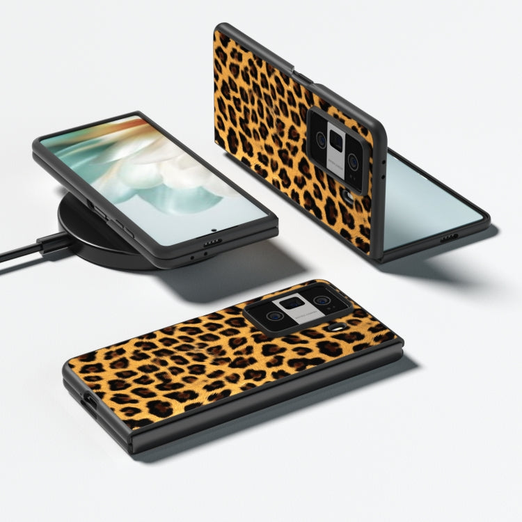 For Honor Magic Vs3 Black Edge Leopard PU Phone Case