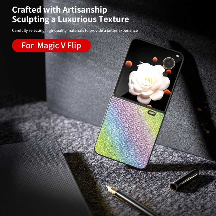 For For Honor Magic V Flip ABEEL Diamond Series Black Edge PU Phone Case