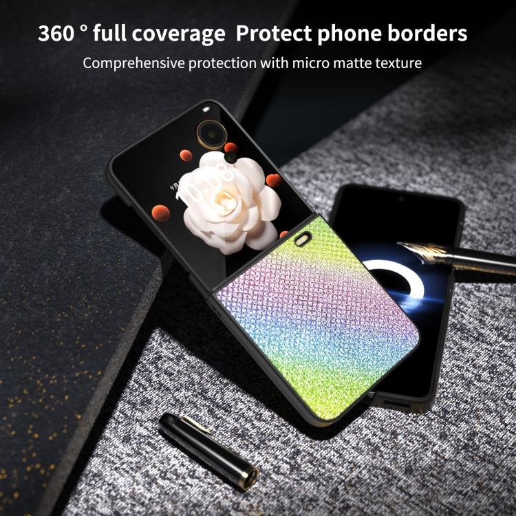 For For Honor Magic V Flip ABEEL Diamond Series Black Edge PU Phone Case