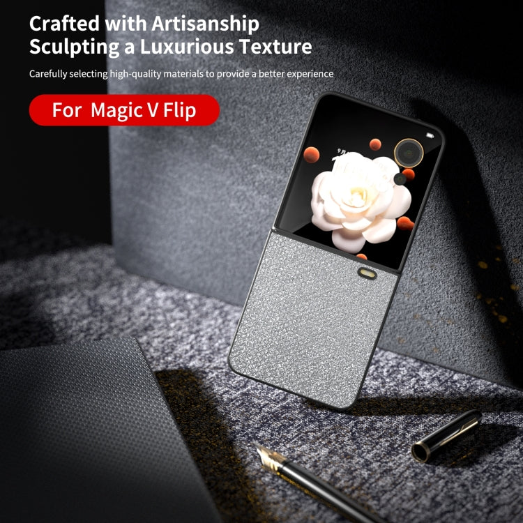 For For Honor Magic V Flip ABEEL Diamond Series Black Edge PU Phone Case