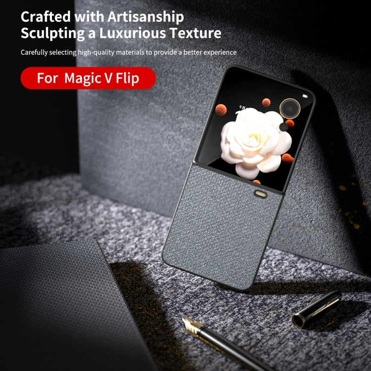 For For Honor Magic V Flip ABEEL Diamond Series Black Edge PU Phone Case