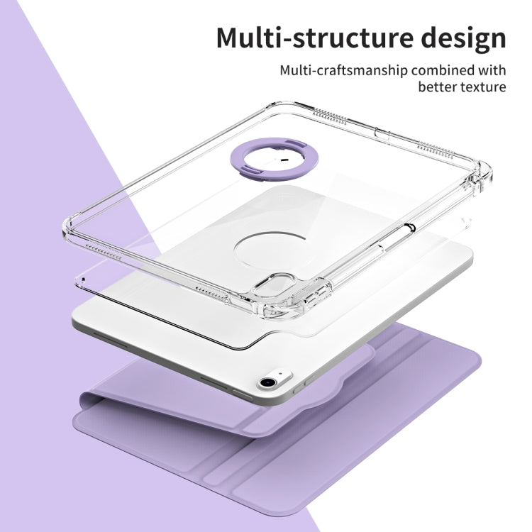For iPad Air 11 2026 / 2025 / 2024 360 Rotation Detachable Clear Acrylic Leather Tablet Case