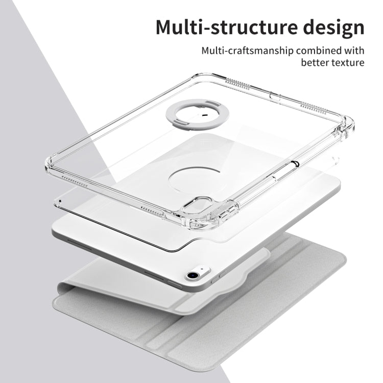 For iPad Air 11 2026 / 2025 / 2024 360 Rotation Detachable Clear Acrylic Leather Tablet Case