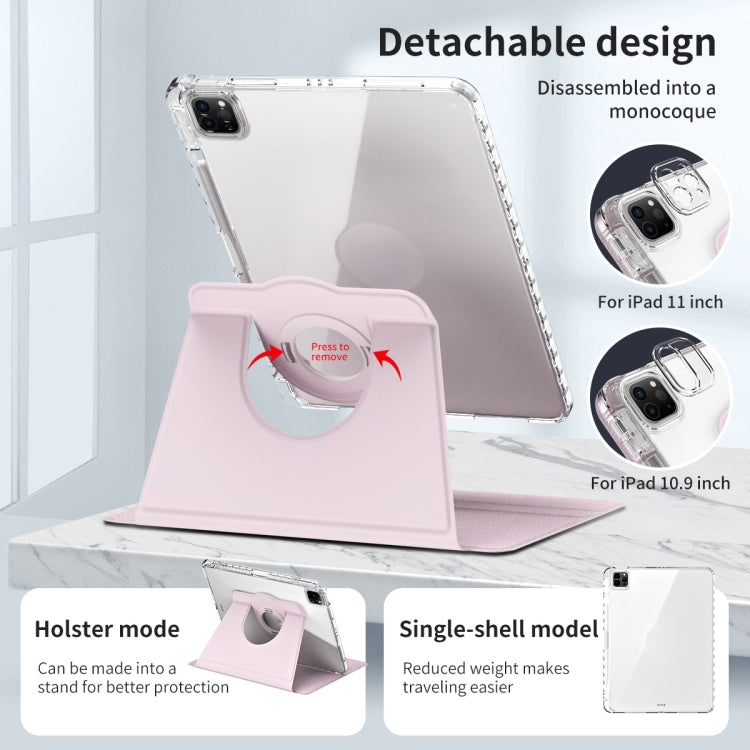 For iPad Pro 11 2025 / 2024 360 Rotation Detachable Clear Acrylic Leather Tablet Case