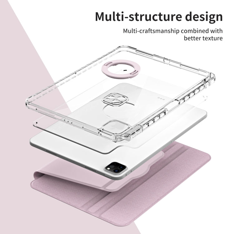 For iPad Pro 11 2025 / 2024 360 Rotation Detachable Clear Acrylic Leather Tablet Case