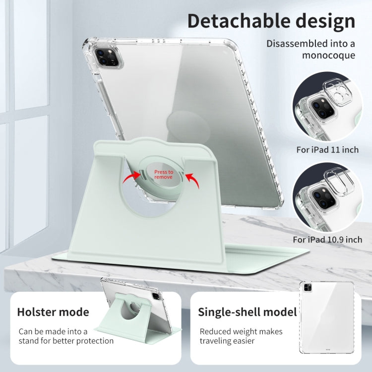 For iPad Pro 11 2025 / 2024 360 Rotation Detachable Clear Acrylic Leather Tablet Case