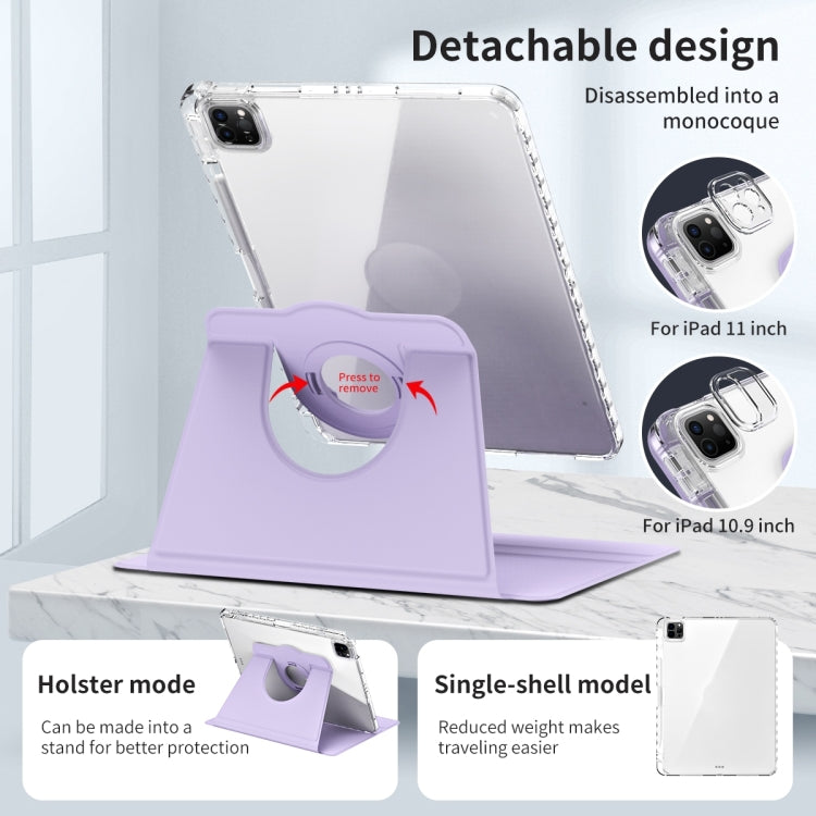 For iPad Pro 11 2025 / 2024 360 Rotation Detachable Clear Acrylic Leather Tablet Case