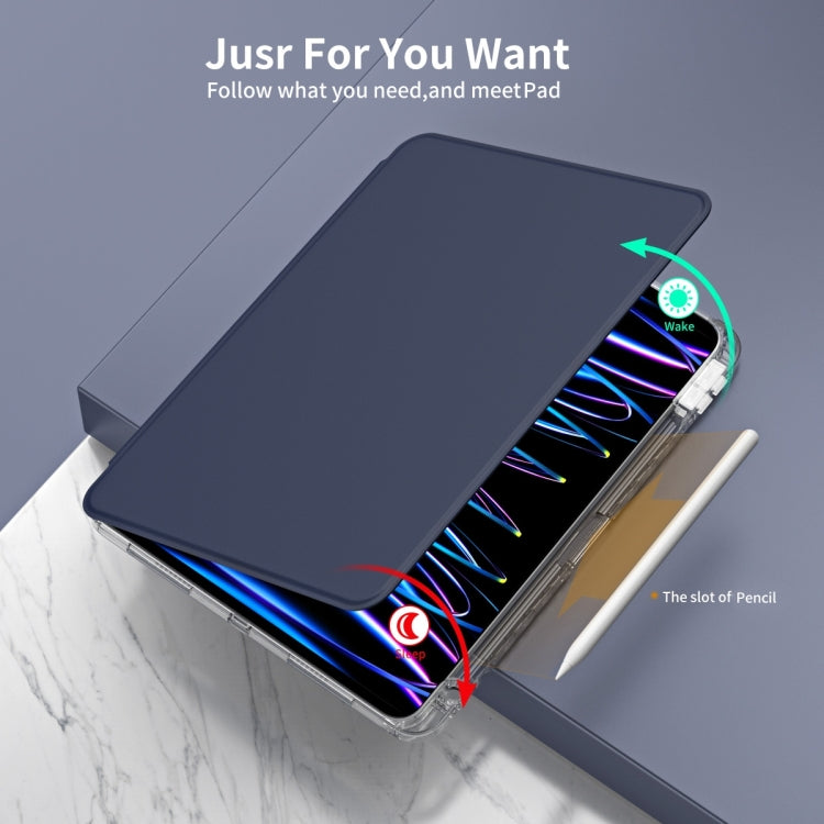 For iPad Pro 11 2025 / 2024 360 Rotation Detachable Clear Acrylic Leather Tablet Case