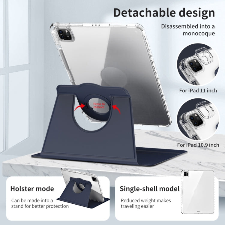 For iPad Pro 11 2025 / 2024 360 Rotation Detachable Clear Acrylic Leather Tablet Case