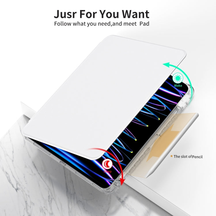 For iPad Pro 11 2025 / 2024 360 Rotation Detachable Clear Acrylic Leather Tablet Case