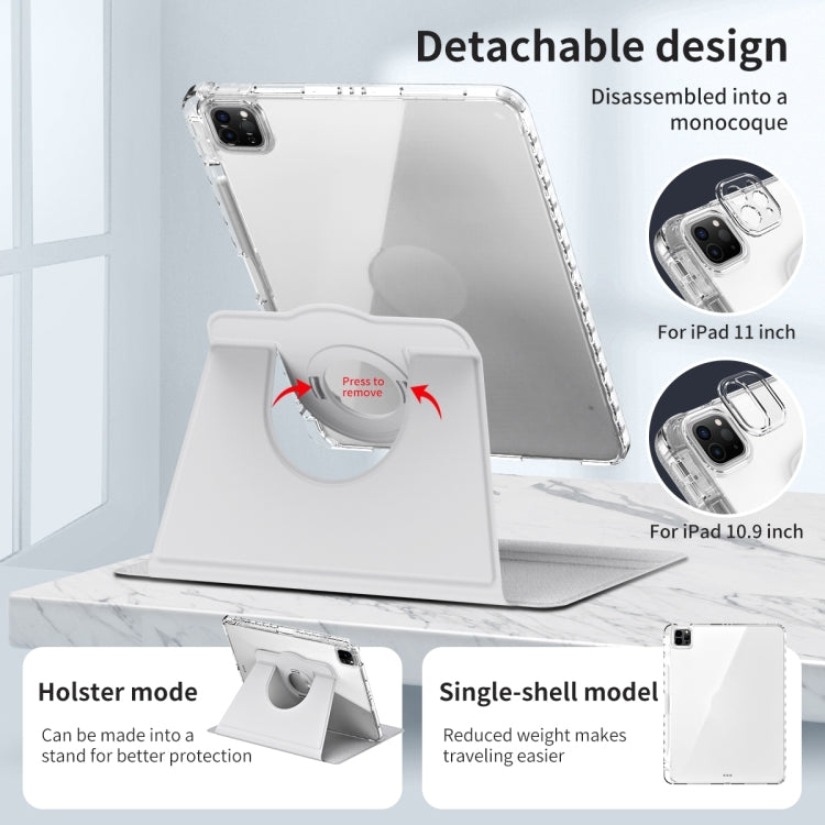 For iPad Pro 11 2025 / 2024 360 Rotation Detachable Clear Acrylic Leather Tablet Case