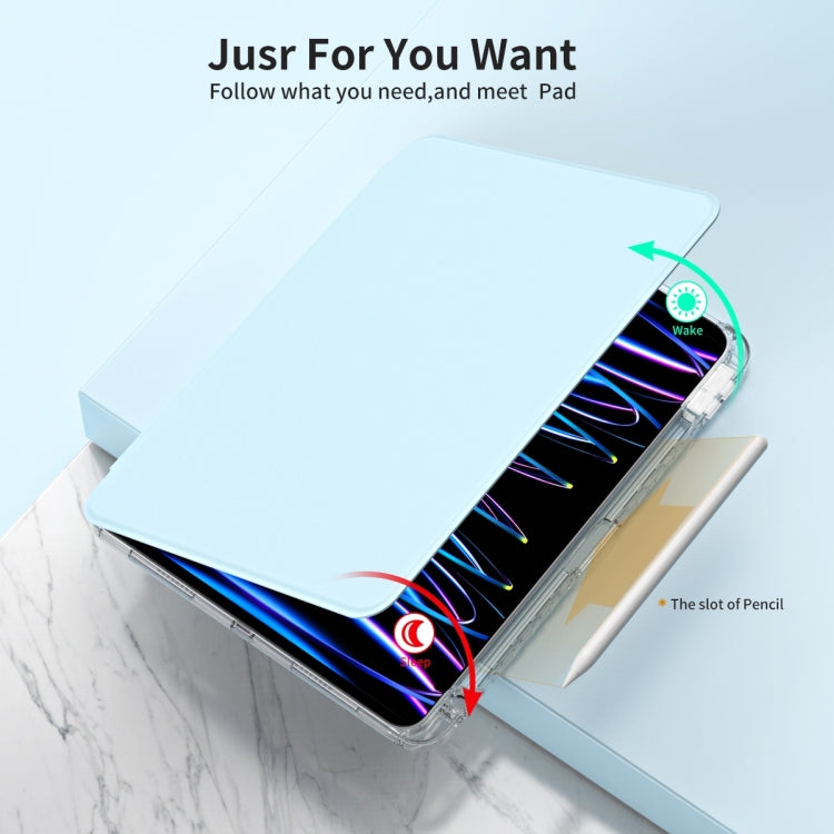 For iPad Pro 13 2025 / 2024 360 Rotation Detachable Clear Acrylic Leather Tablet Case