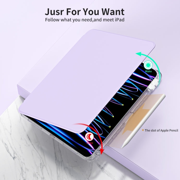 For iPad Pro 13 2025 / 2024 360 Rotation Detachable Clear Acrylic Leather Tablet Case