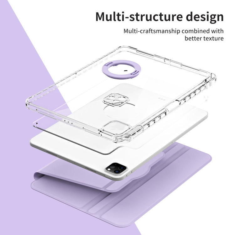 For iPad Pro 13 2025 / 2024 360 Rotation Detachable Clear Acrylic Leather Tablet Case