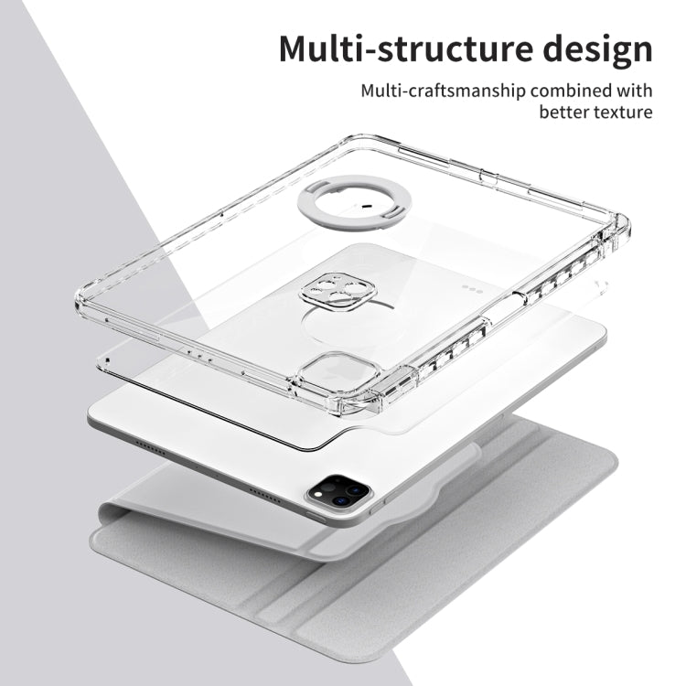 For iPad Pro 13 2025 / 2024 360 Rotation Detachable Clear Acrylic Leather Tablet Case